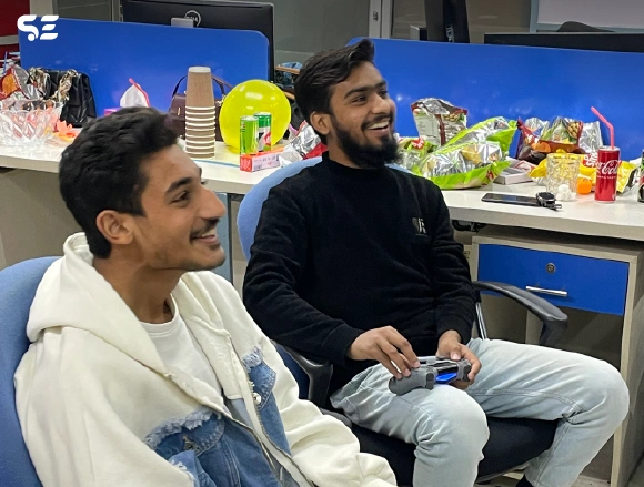 Employees playing video games
