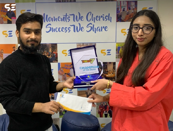 Winner receiving prize award